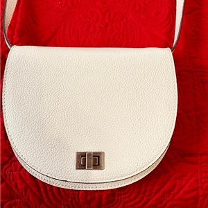 STEVE MADDEN "Like New" Faux Pebbled Leather Saddle Crossbody Bag in Ivory Color
